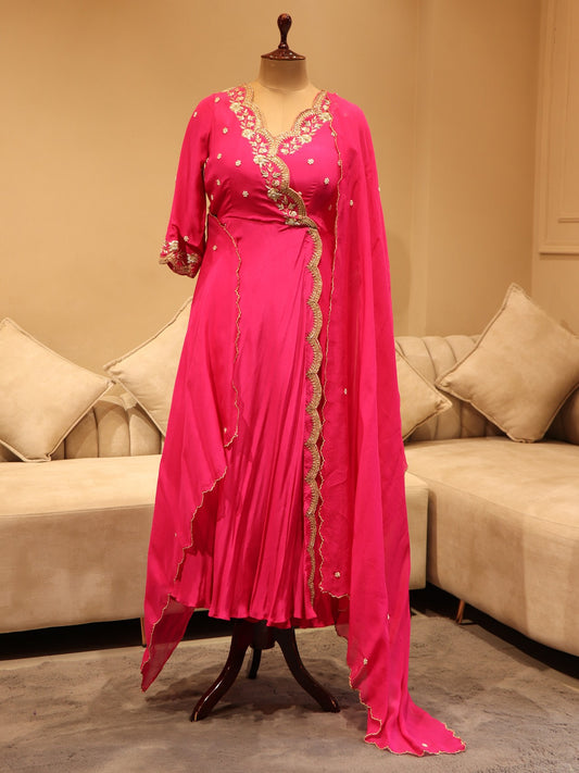 Rani angrakha gown with dupatta