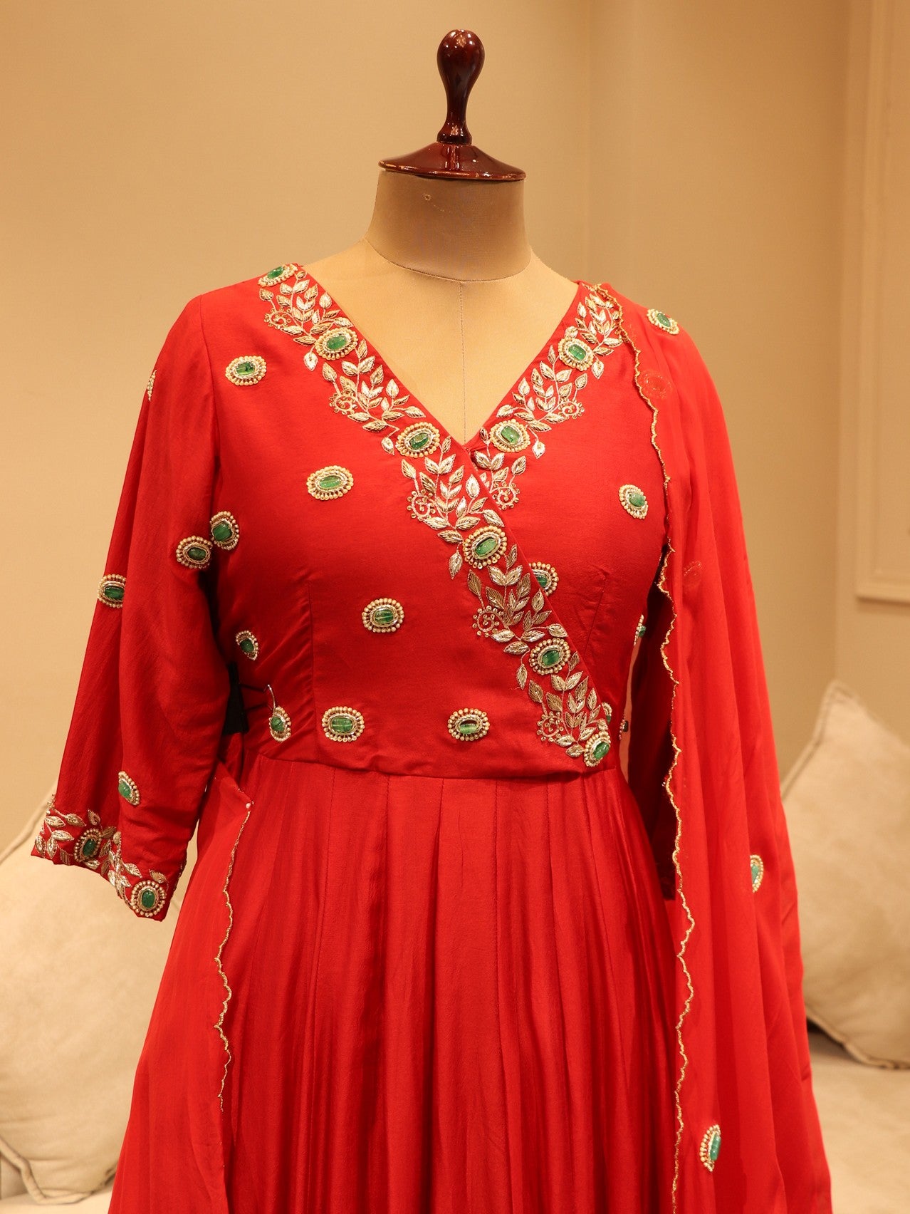 Red anarkali gown with dupatta