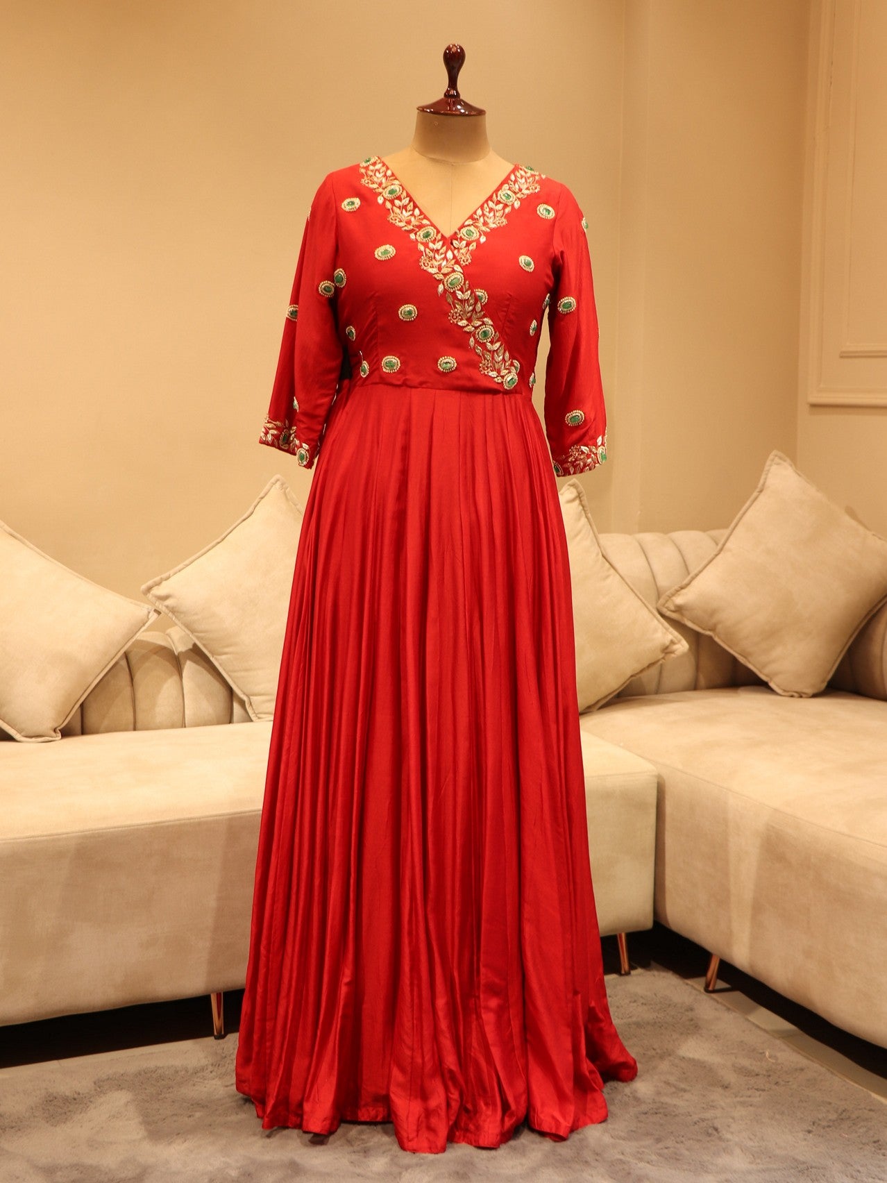 Red anarkali gown with dupatta