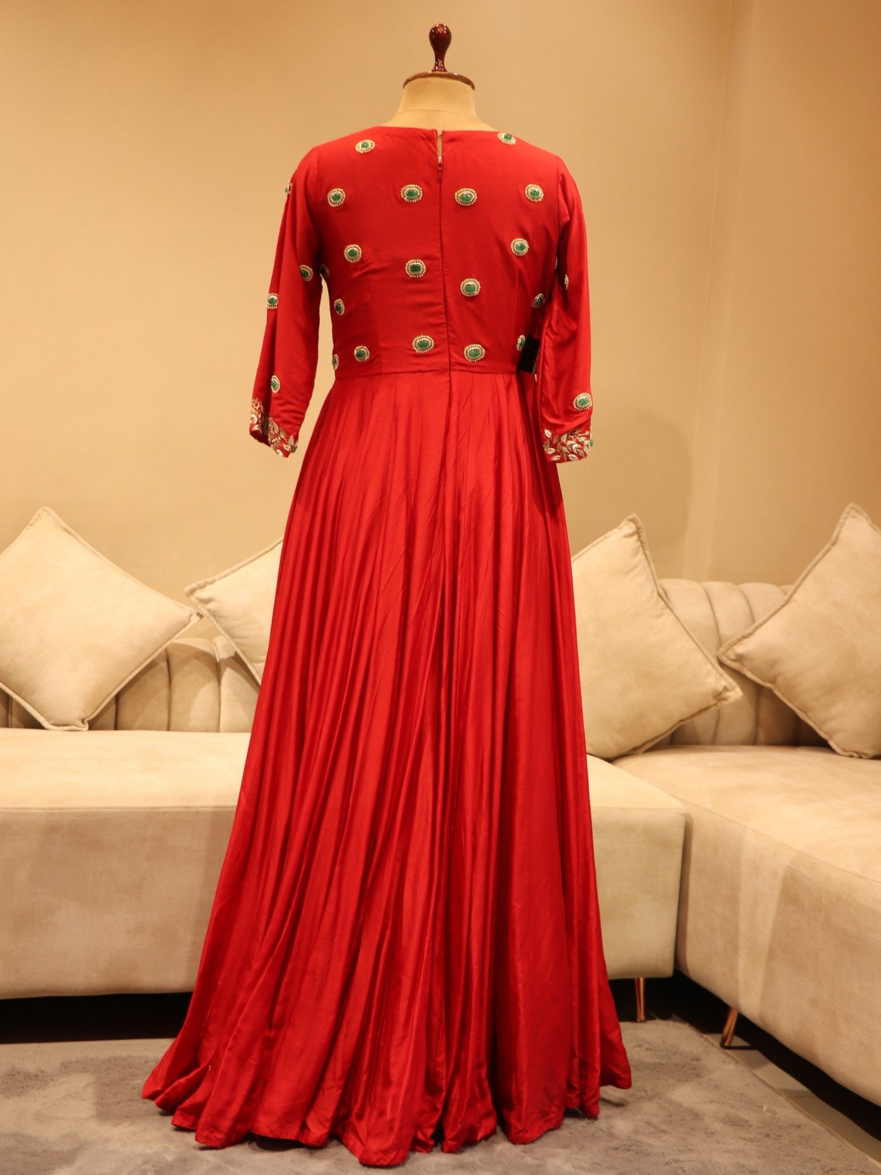 Red anarkali gown with dupatta