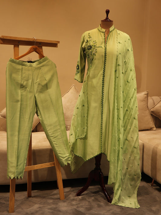 Mint green kurta pants dupatta