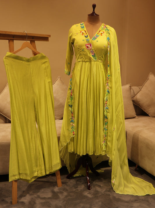 Green angrakha kurta with plazo