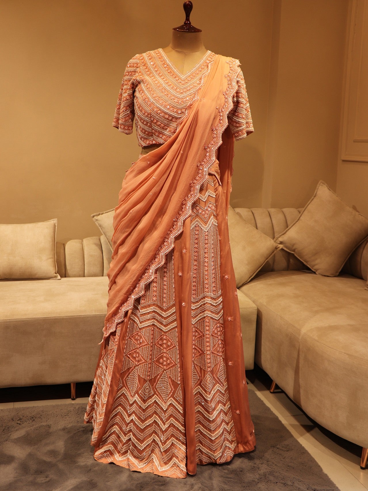 Peach lehenga set