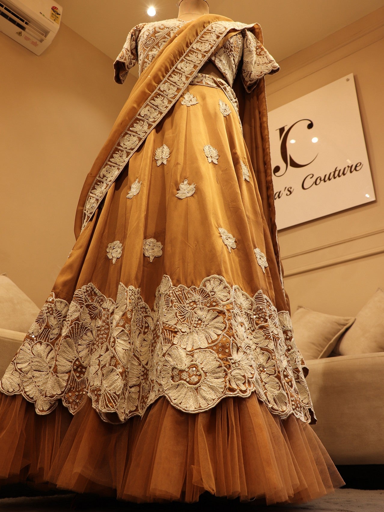 Ginger bread brown embroidered lehenga set