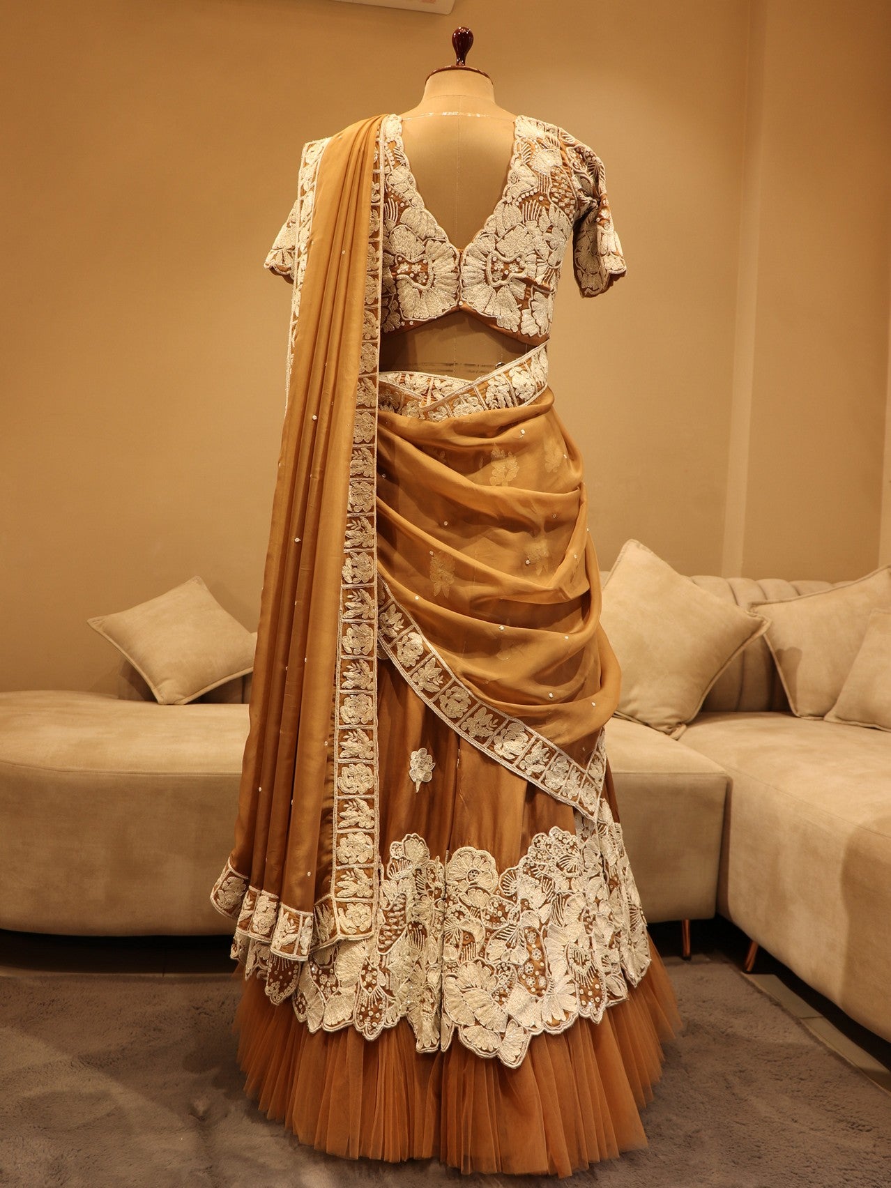 Ginger bread brown embroidered lehenga set