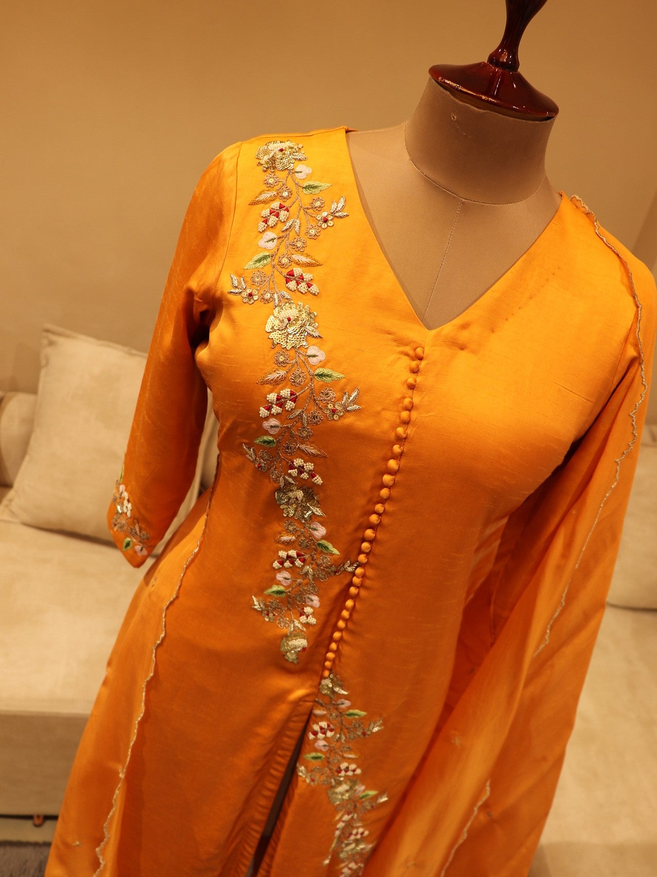 Rust orange kurta pants dupatta