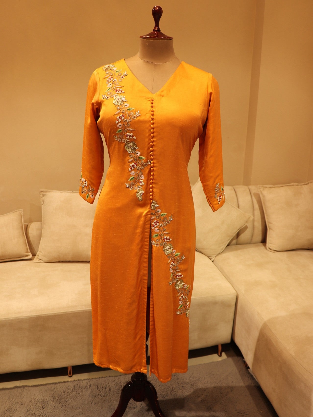 Rust orange kurta pants dupatta