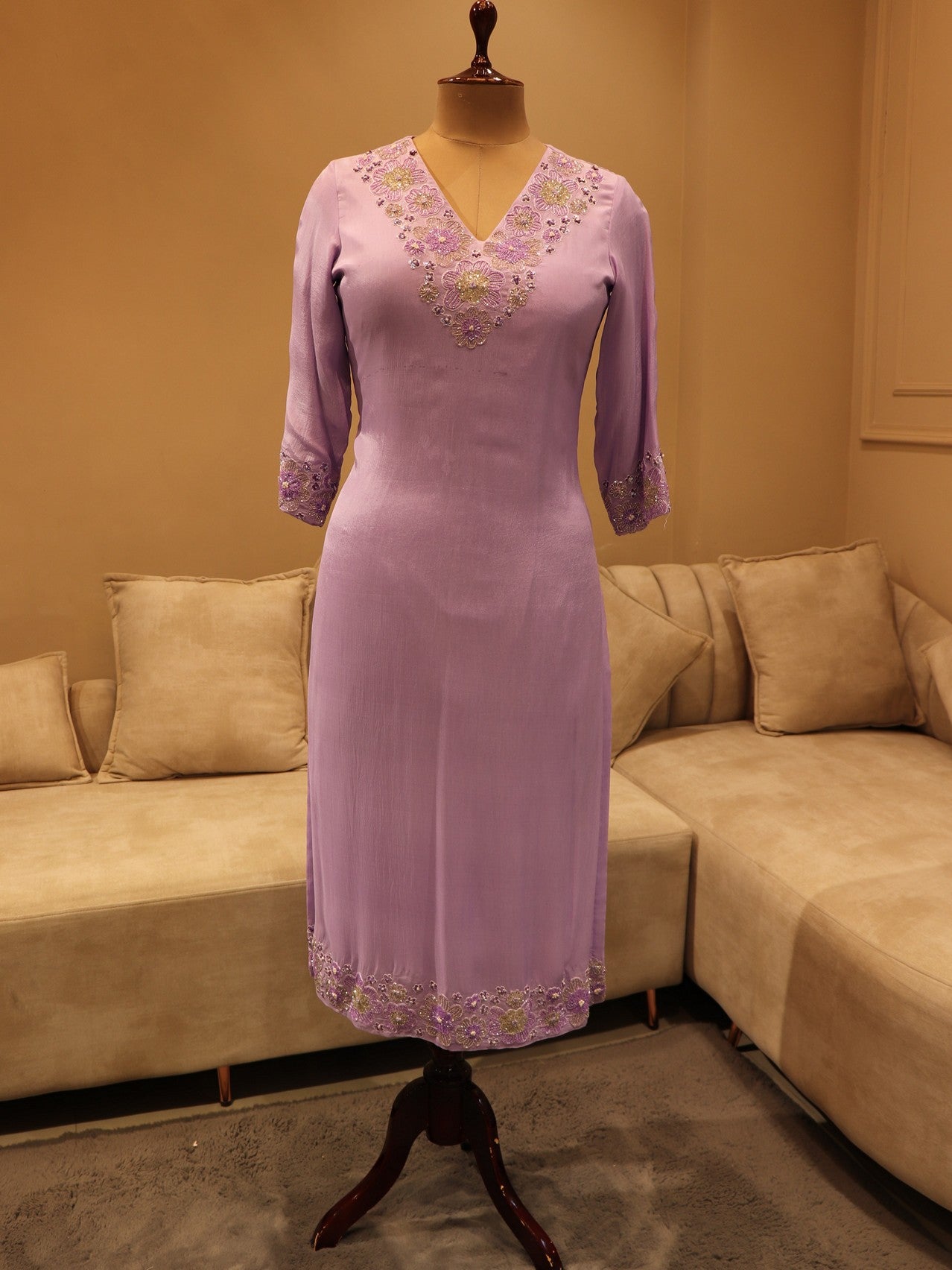 Lavander kurta with pants and dupatta