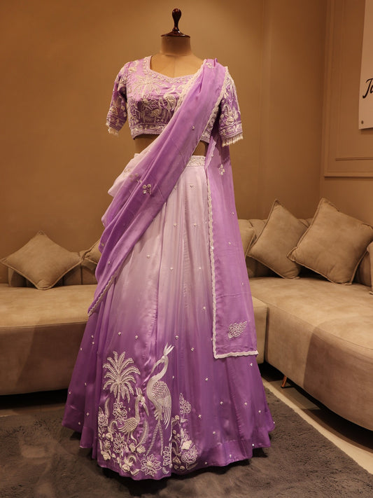 Lilac shaded crane lehenga set