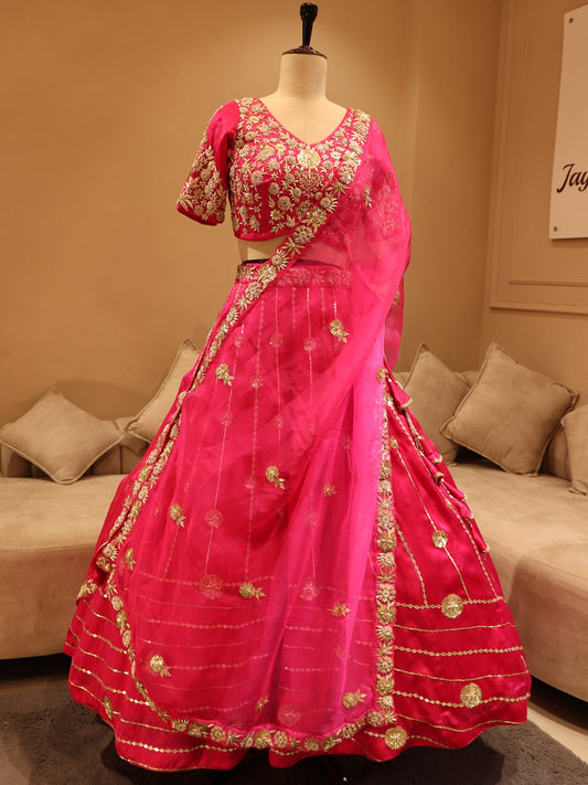 Hot pink zardosi lehenga set