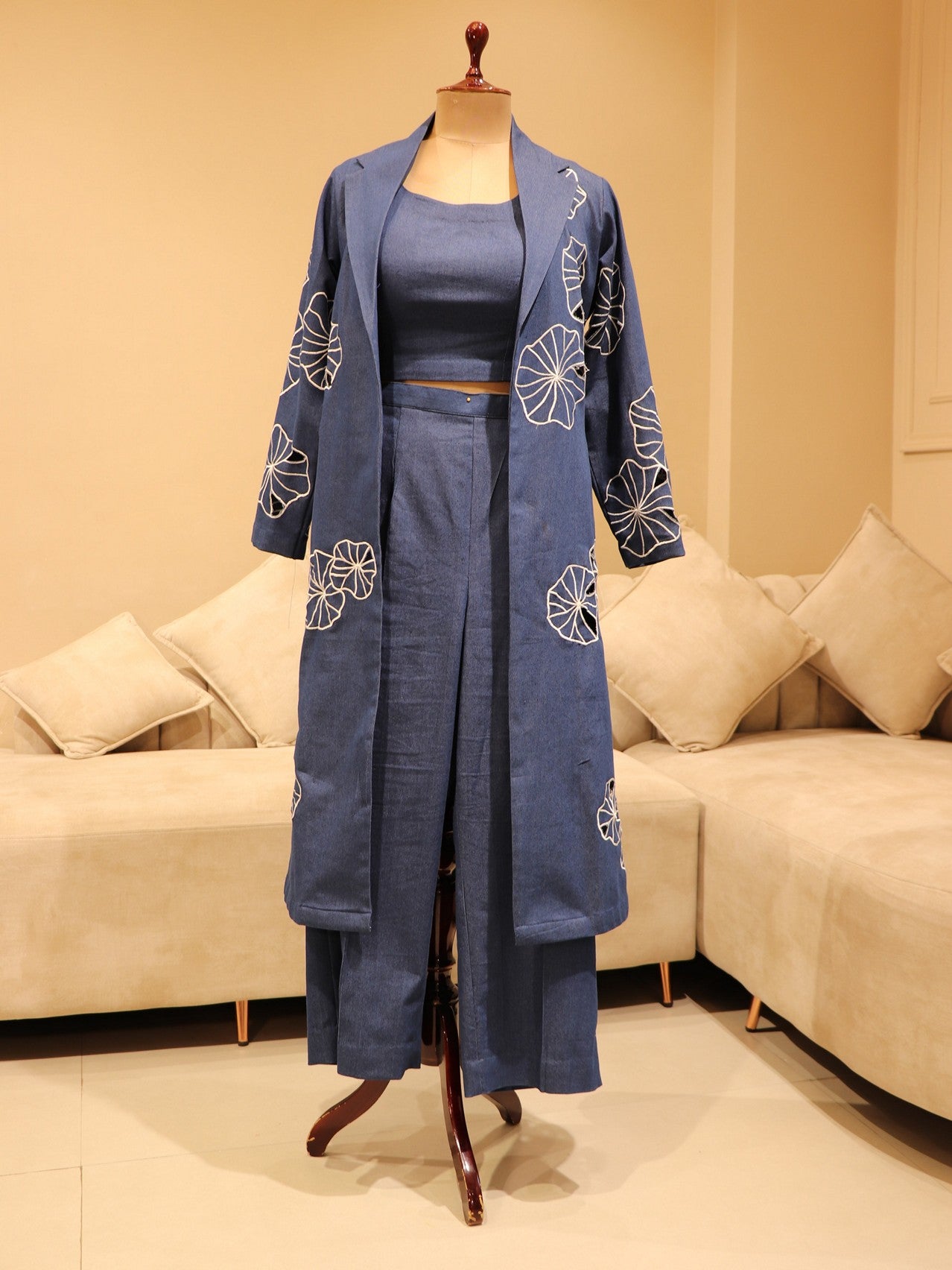 Blue denim co ord set