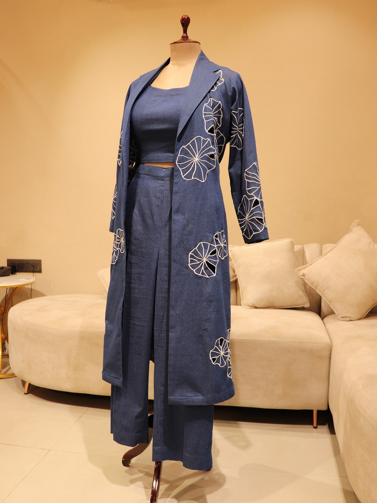 Blue denim co ord set