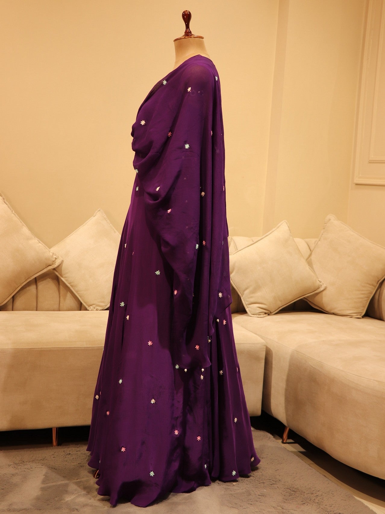 Dark purple drape gown