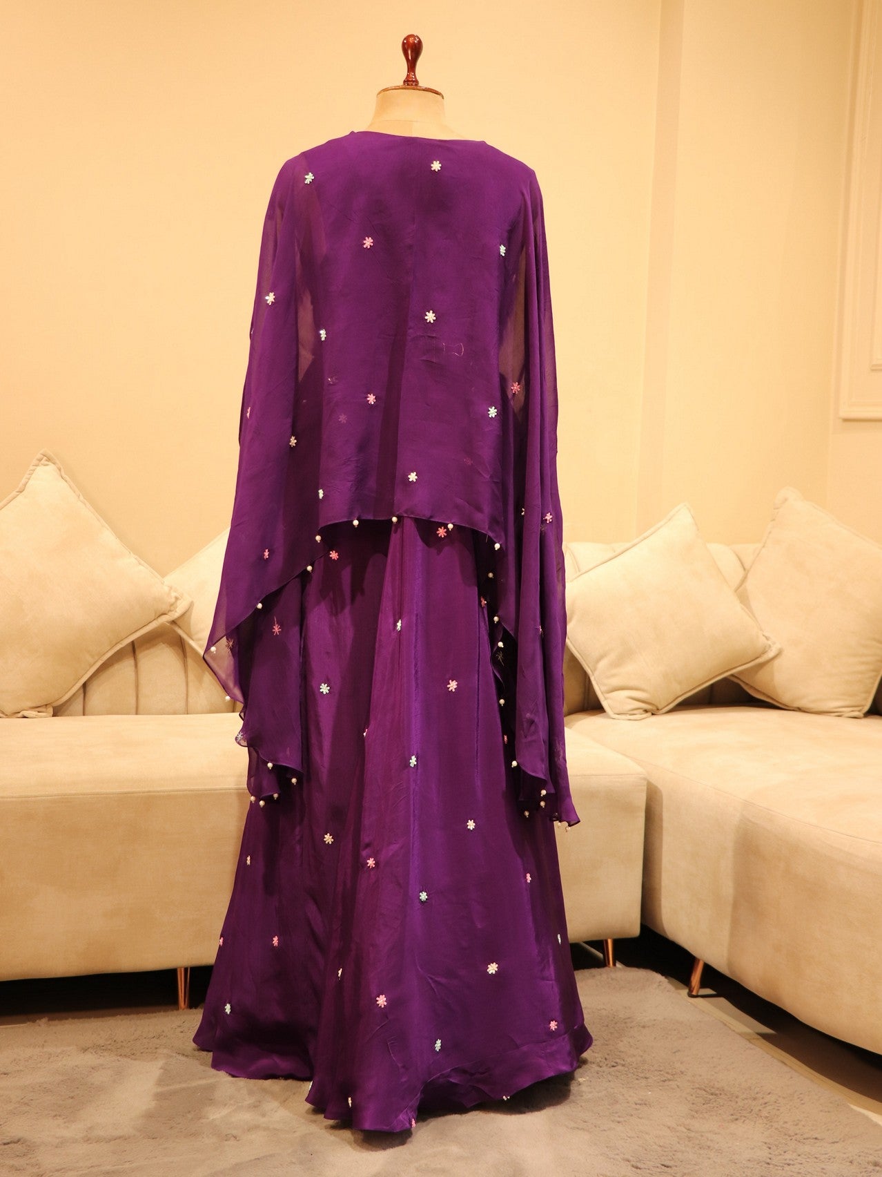 Dark purple drape gown