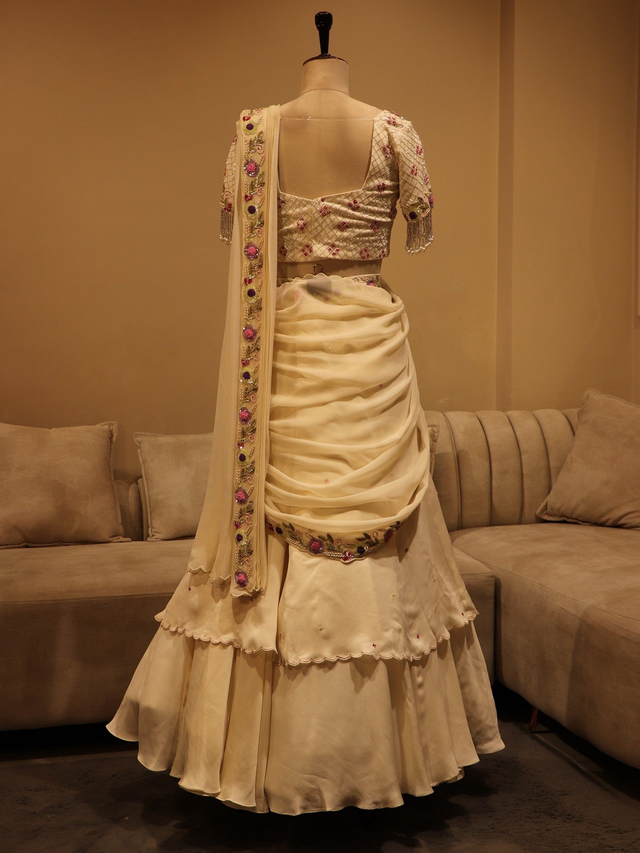 Pearl white lehenga set