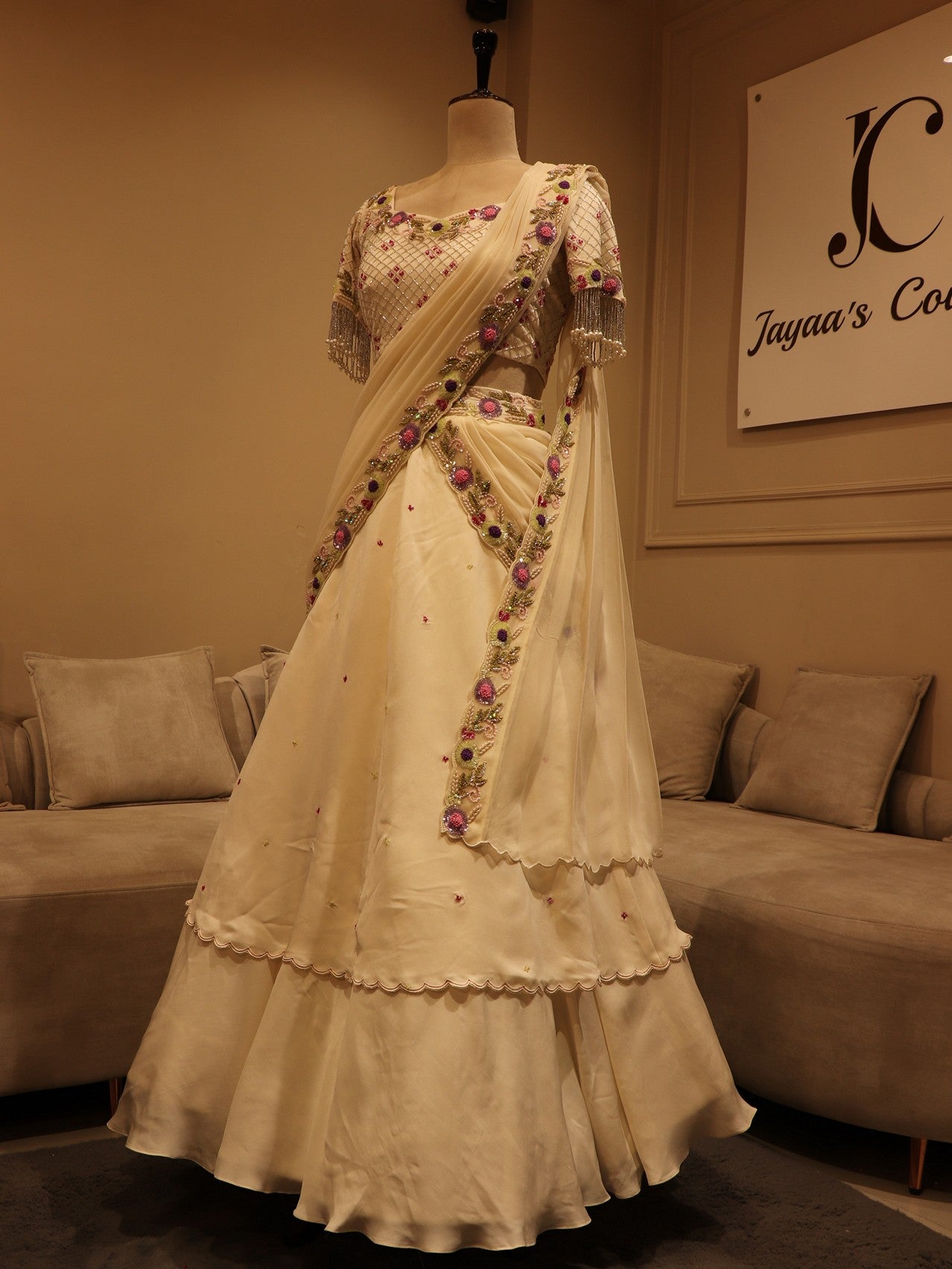 Pearl white lehenga set