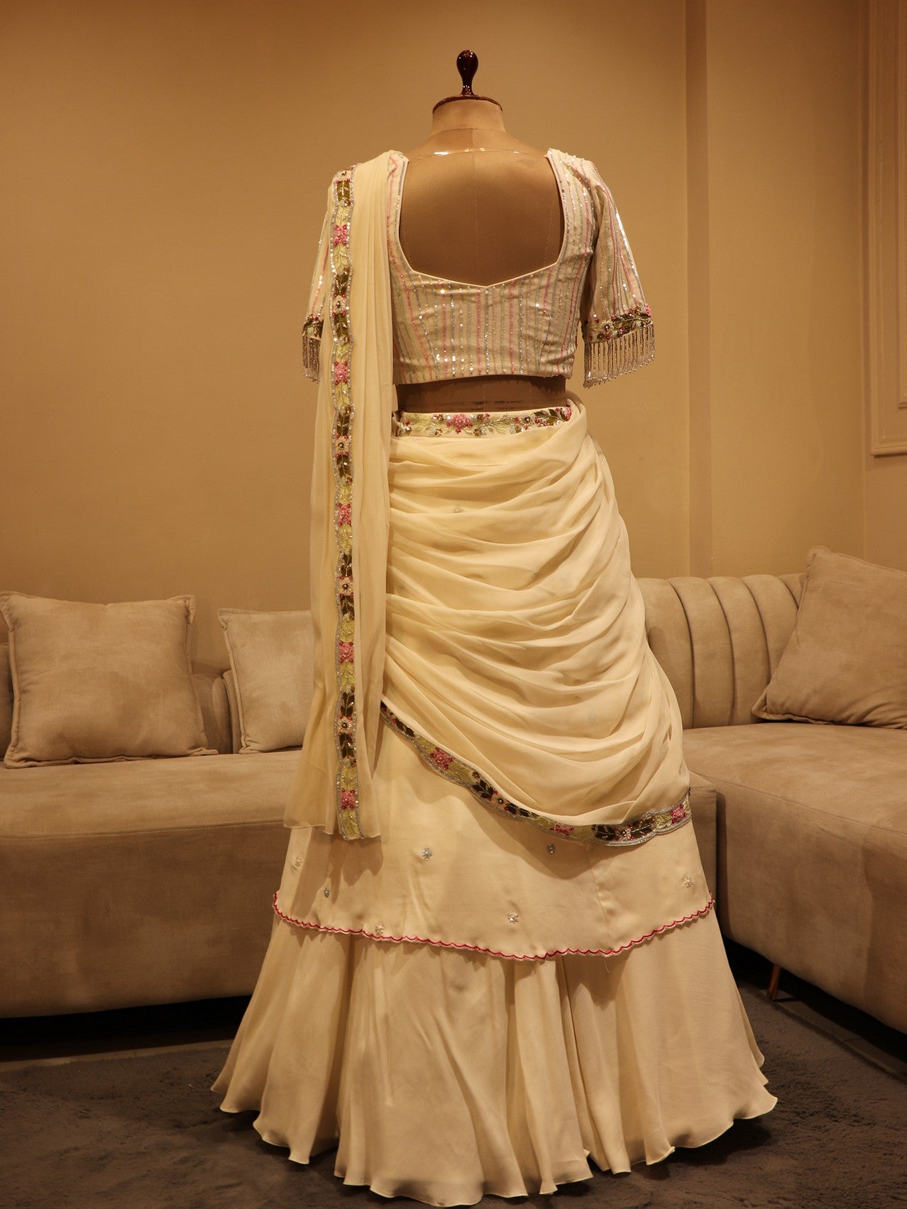 Pearl white lehenga set