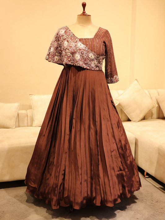 Cherry wood brown drape gown