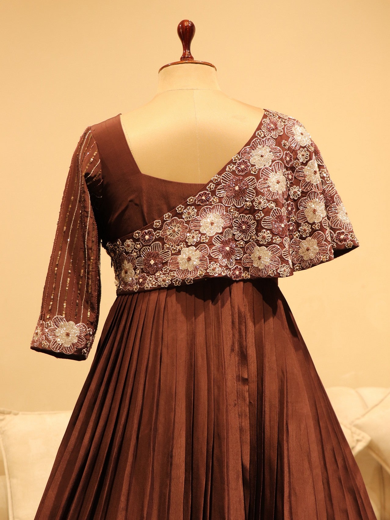 Cherry wood brown drape gown