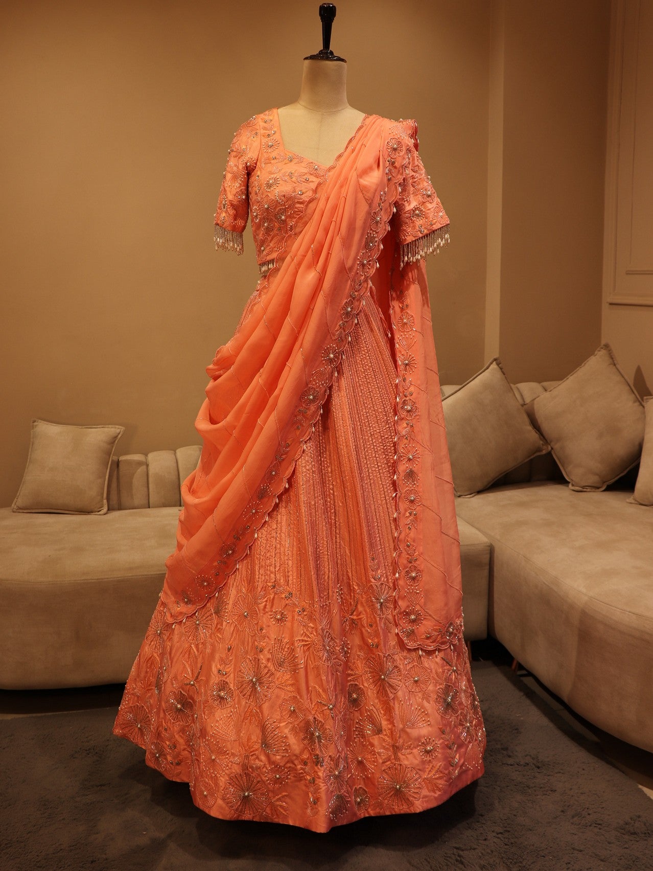 Peach lehenga set