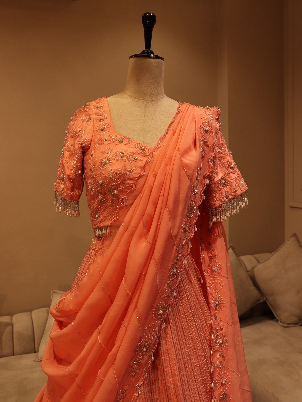 Peach lehenga set