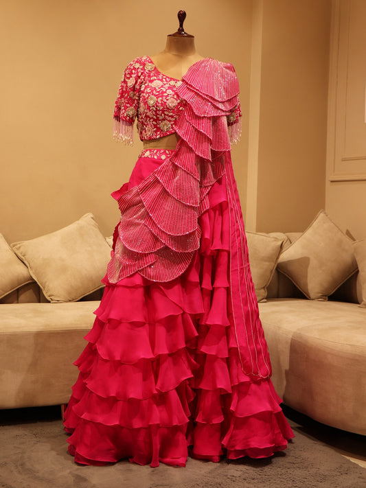 Hot pink lehenga set