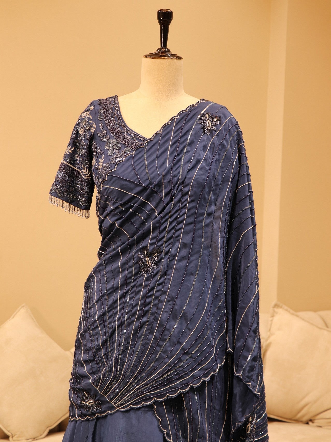 navy blue drape dress