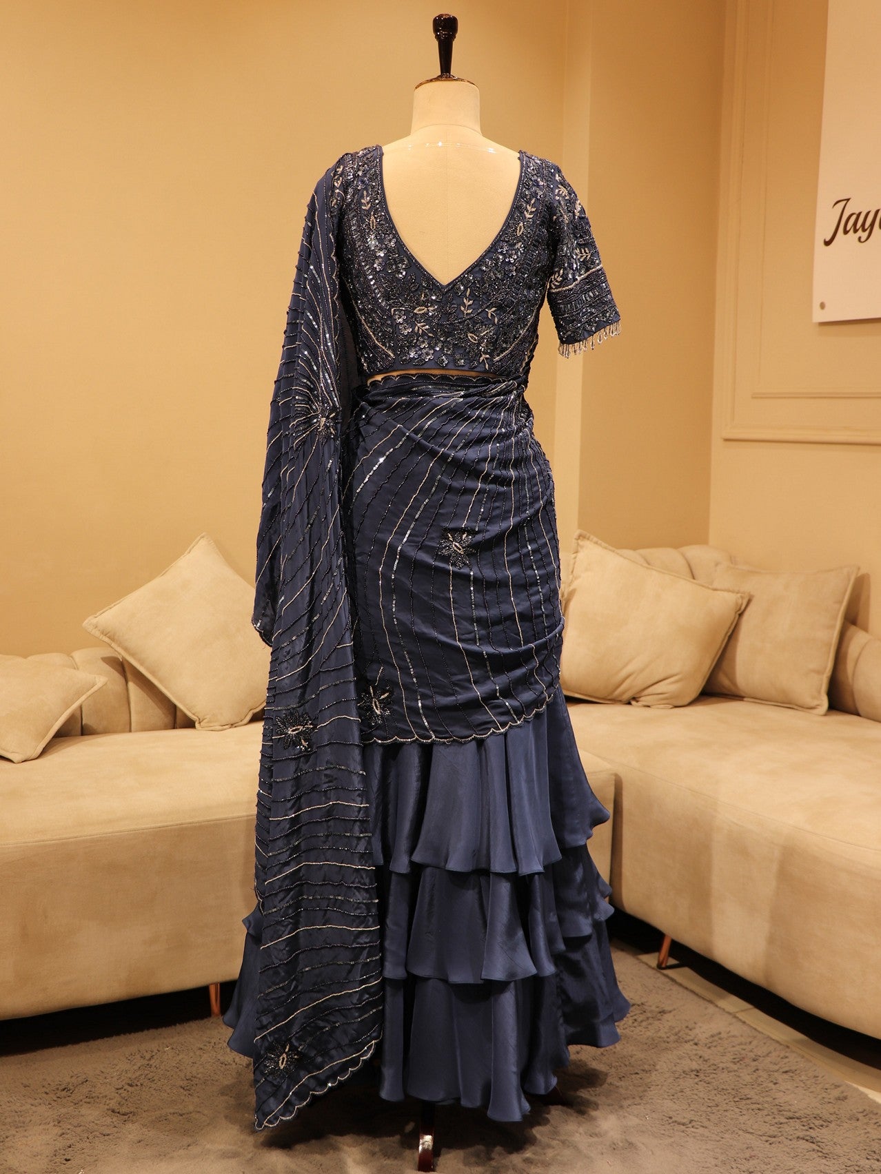 navy blue drape dress