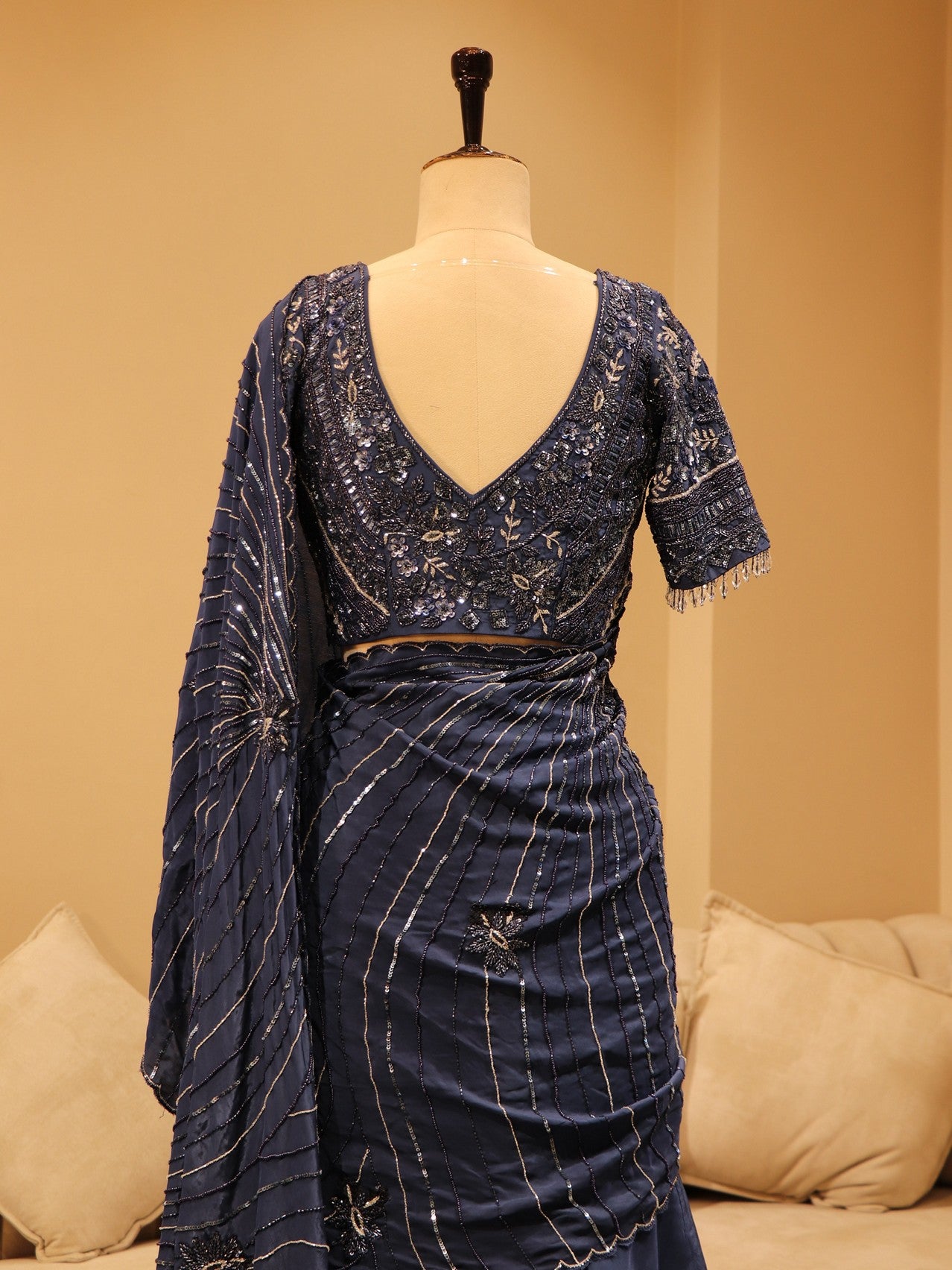 navy blue drape dress