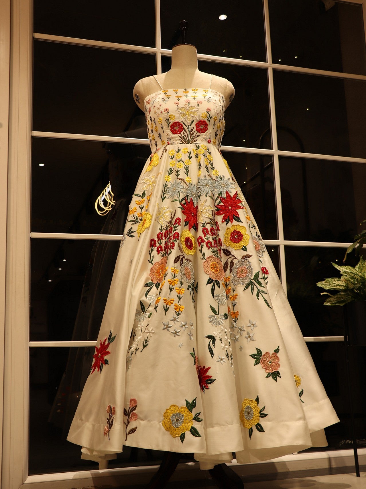 Off white embroidered ball gown