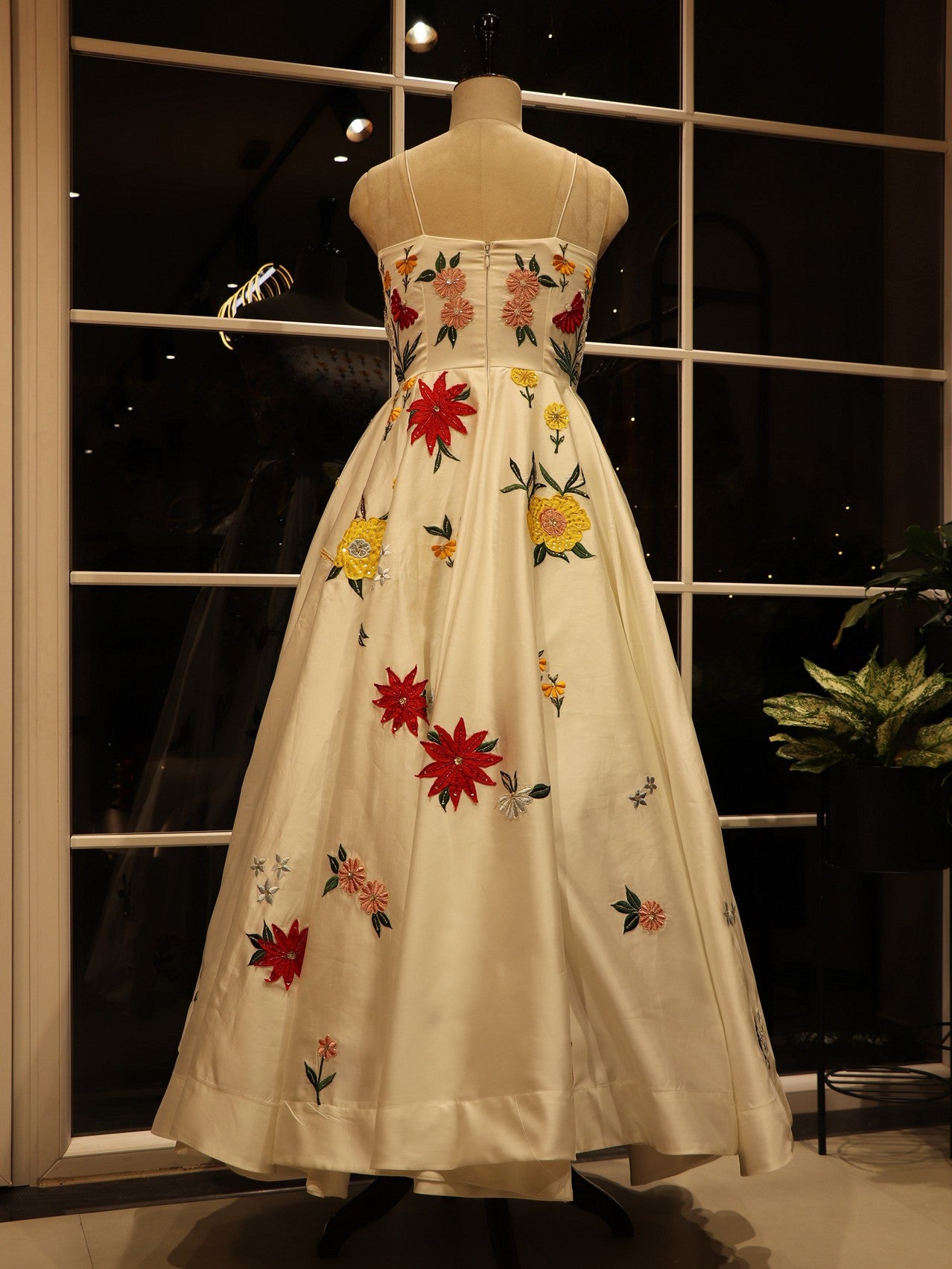 Off white embroidered ball gown