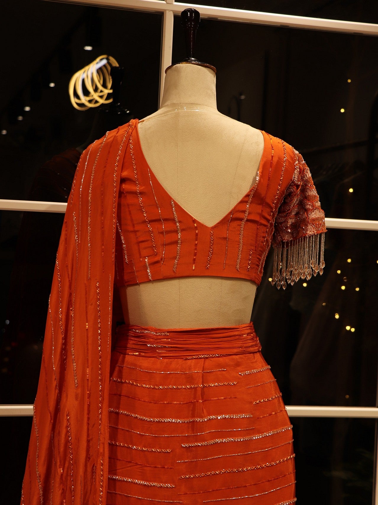 Rust orange 3D lehenga set