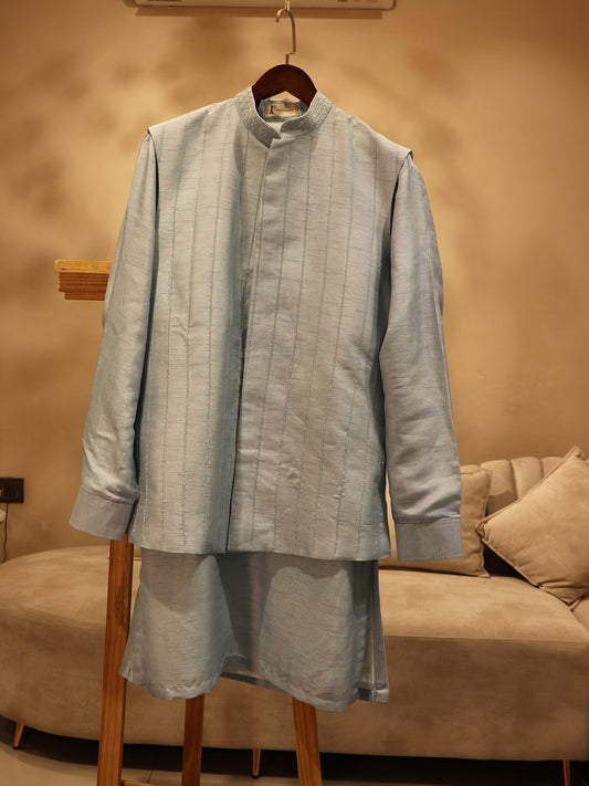 Powder blue mens indo western