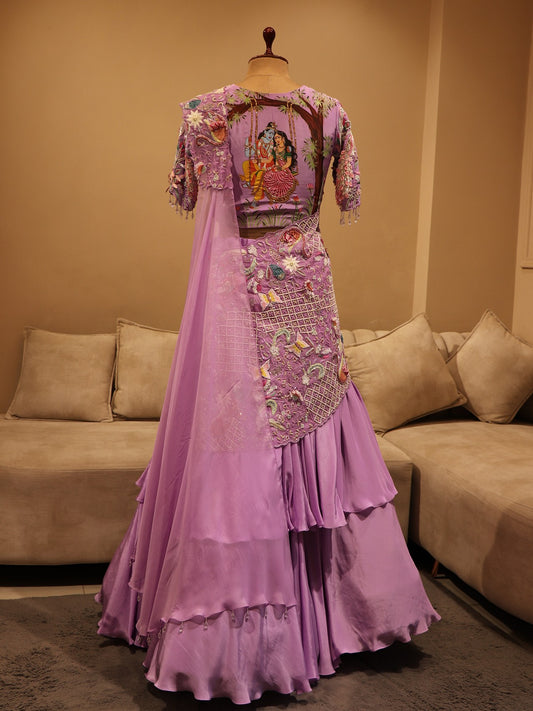 Lavander radha krishna ji lehenga set
