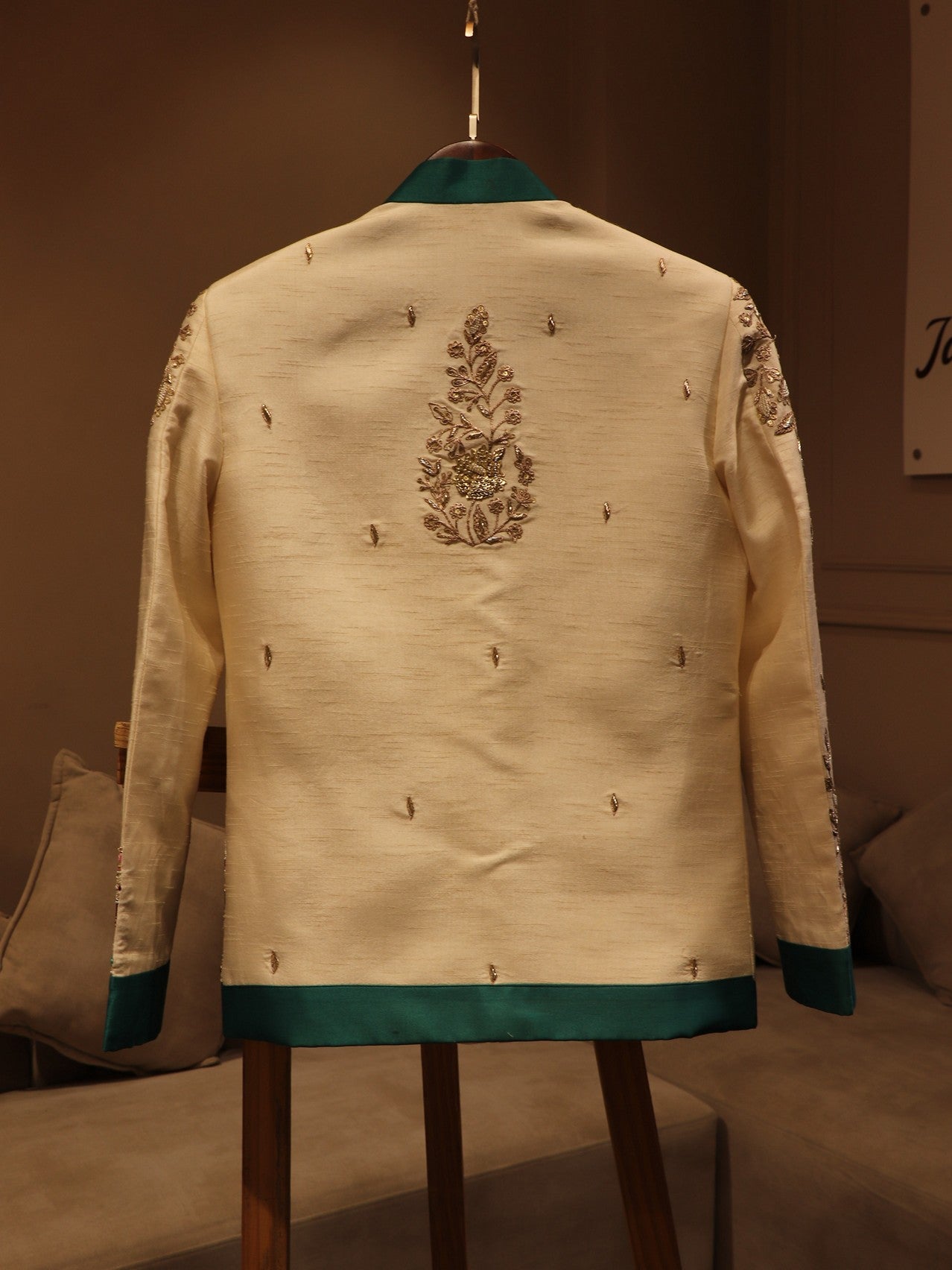 Pearl white rama green mens bomber jacket with pants