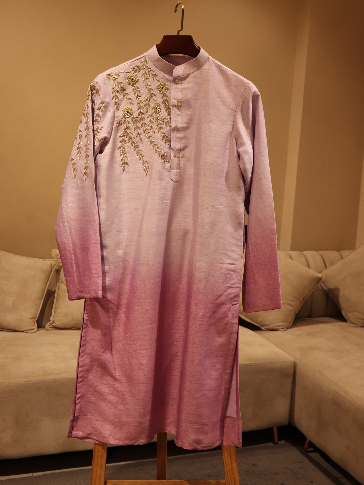 Mauve shaded mens kurta pants