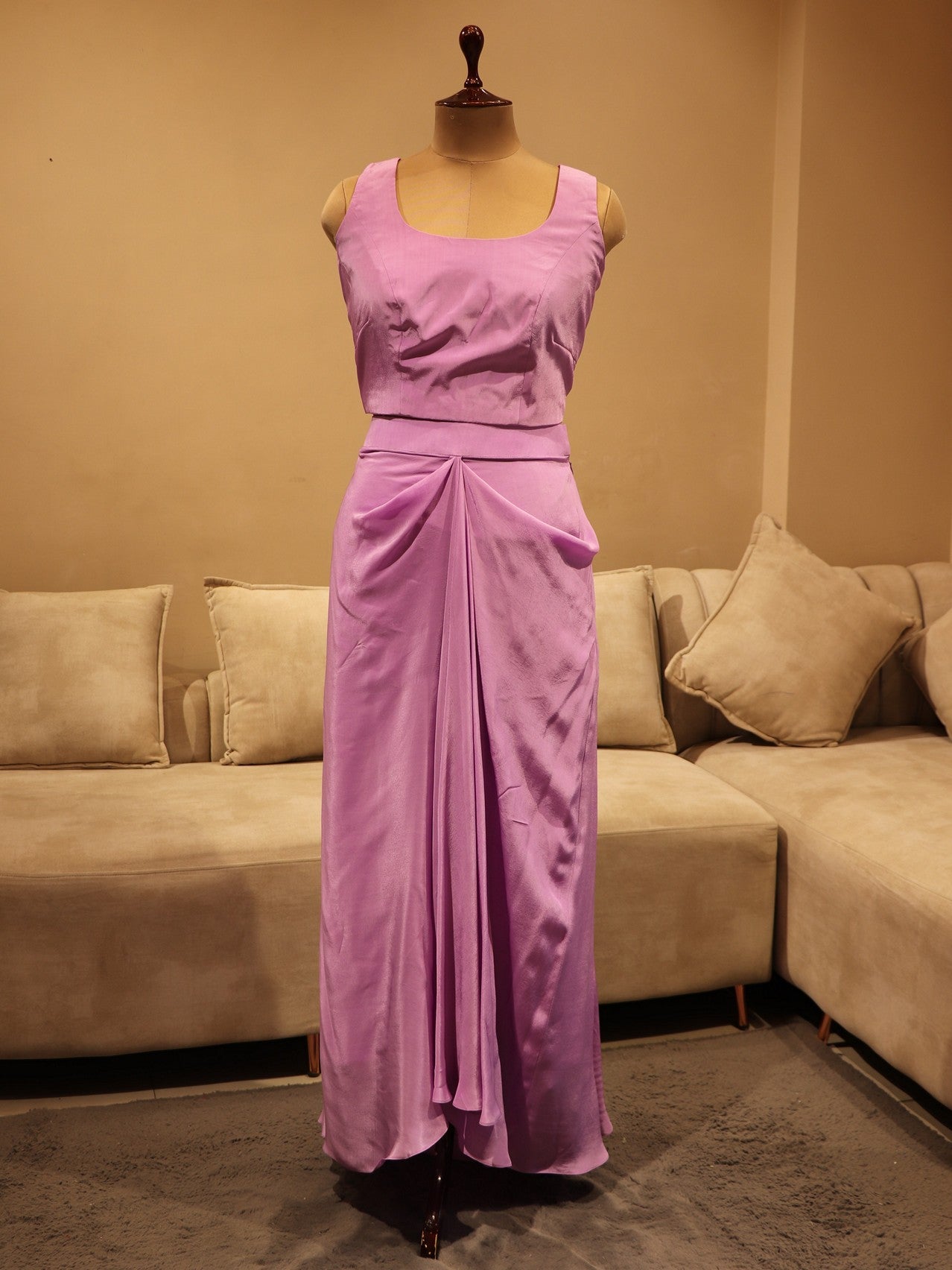 Lavander pearl crop top skirt cape