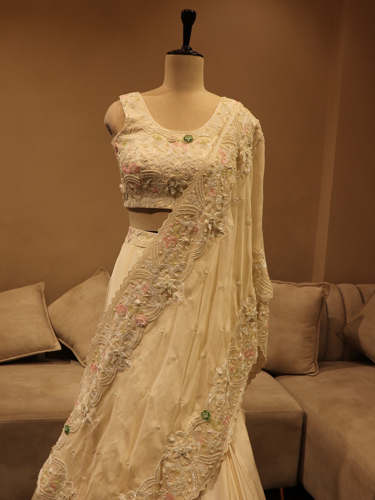Pearl white lehenga set