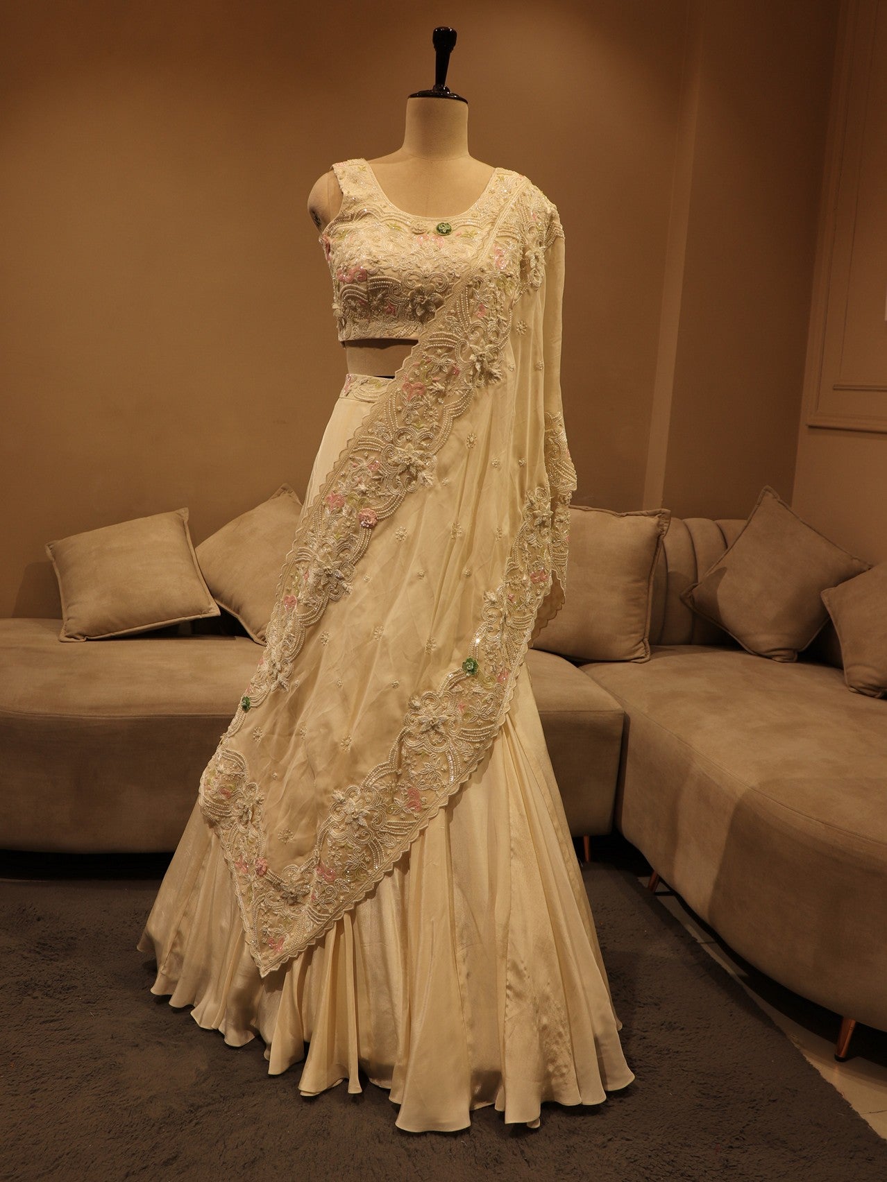Pearl white lehenga set
