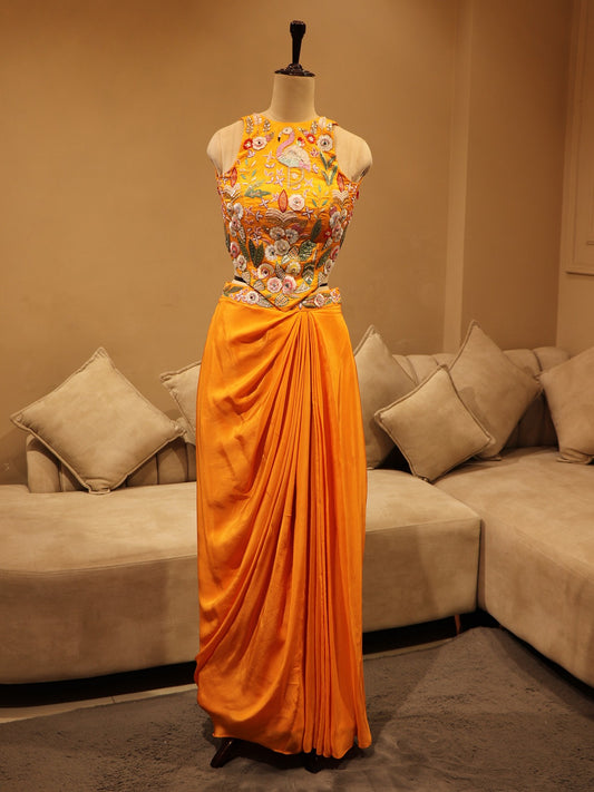 Occor yellow crop top with skirt