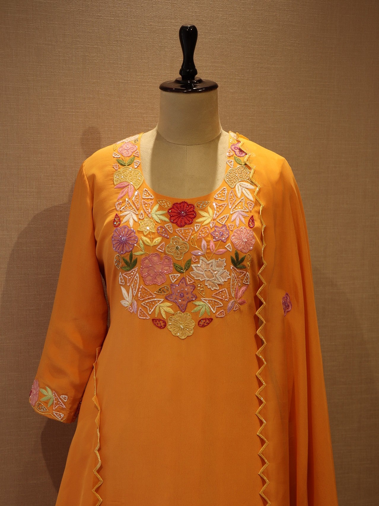 orange kurta pants dupatta