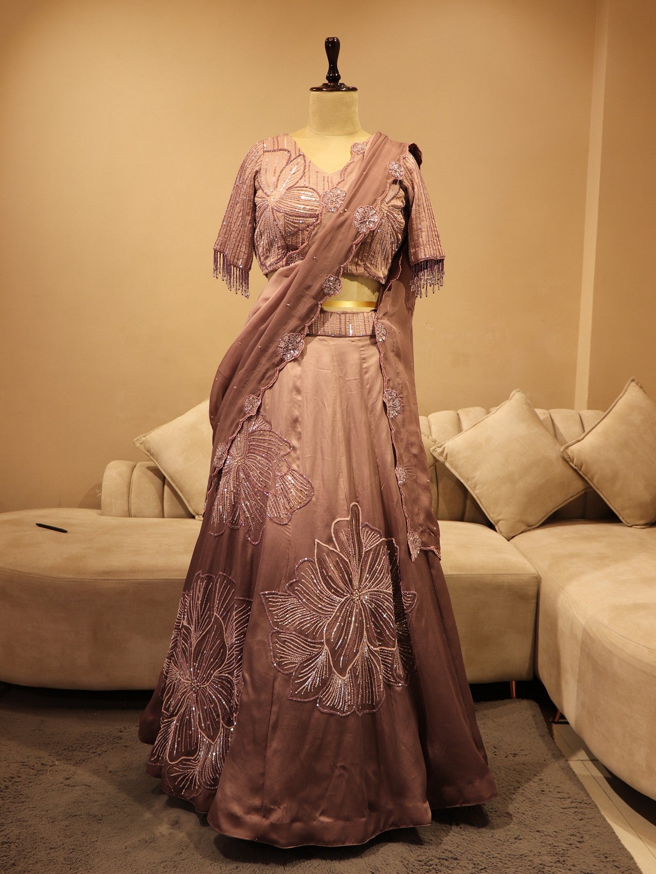 mauve shaded embroidered lehenga set
