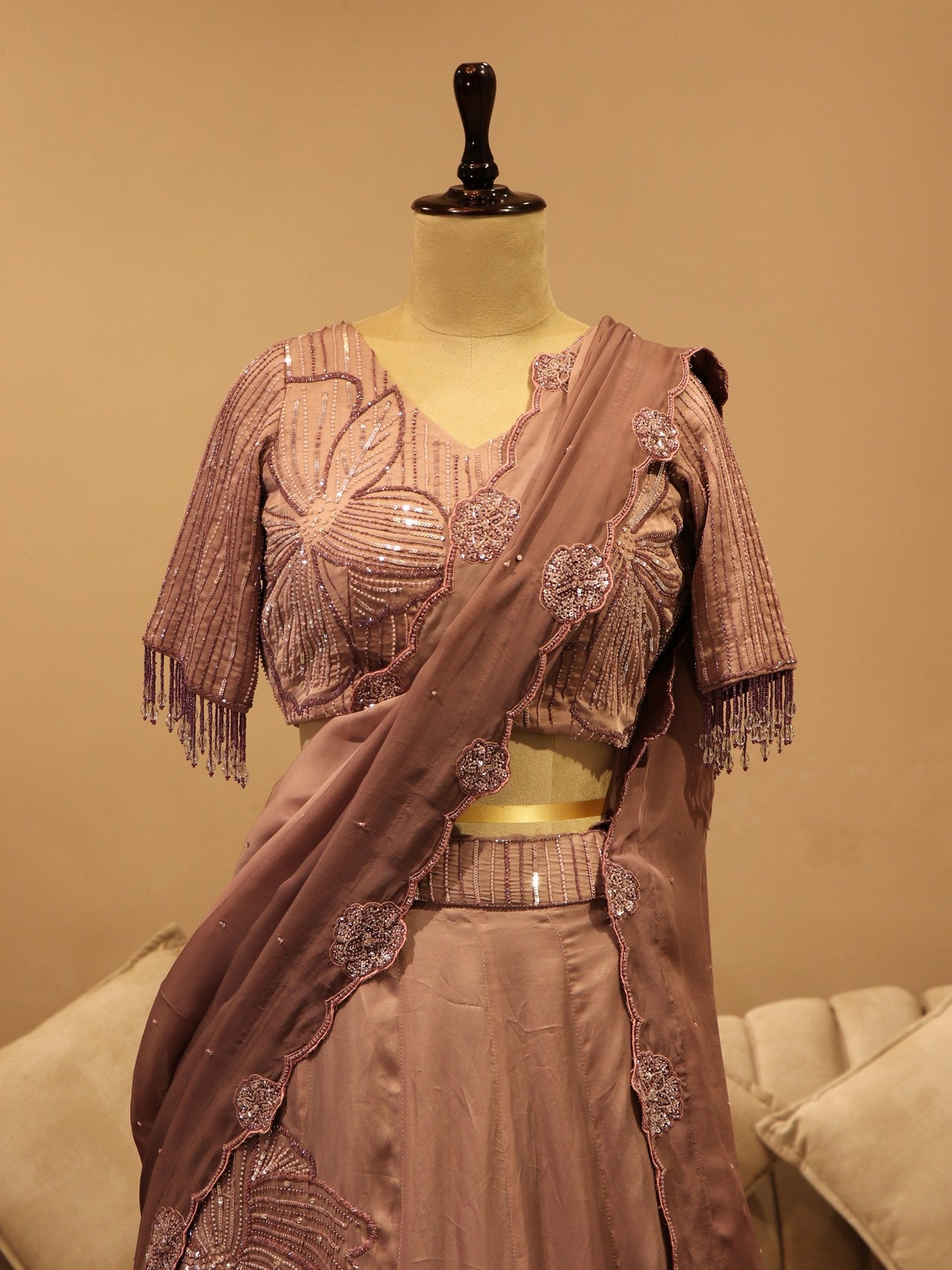 mauve shaded embroidered lehenga set