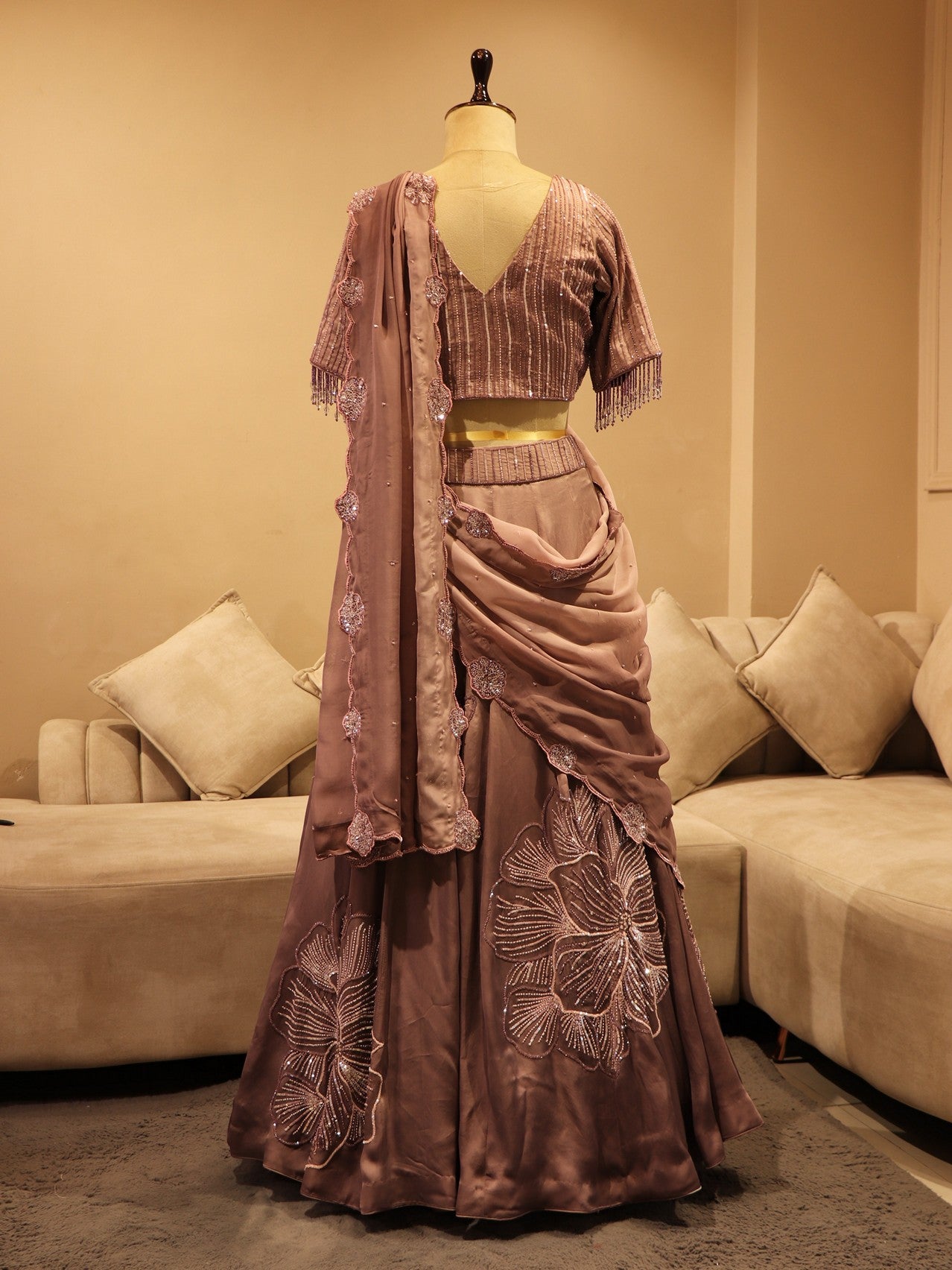 mauve shaded embroidered lehenga set
