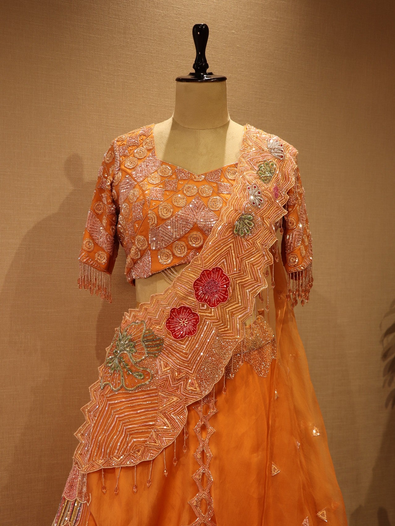 orange shaded embroidered lehenga set