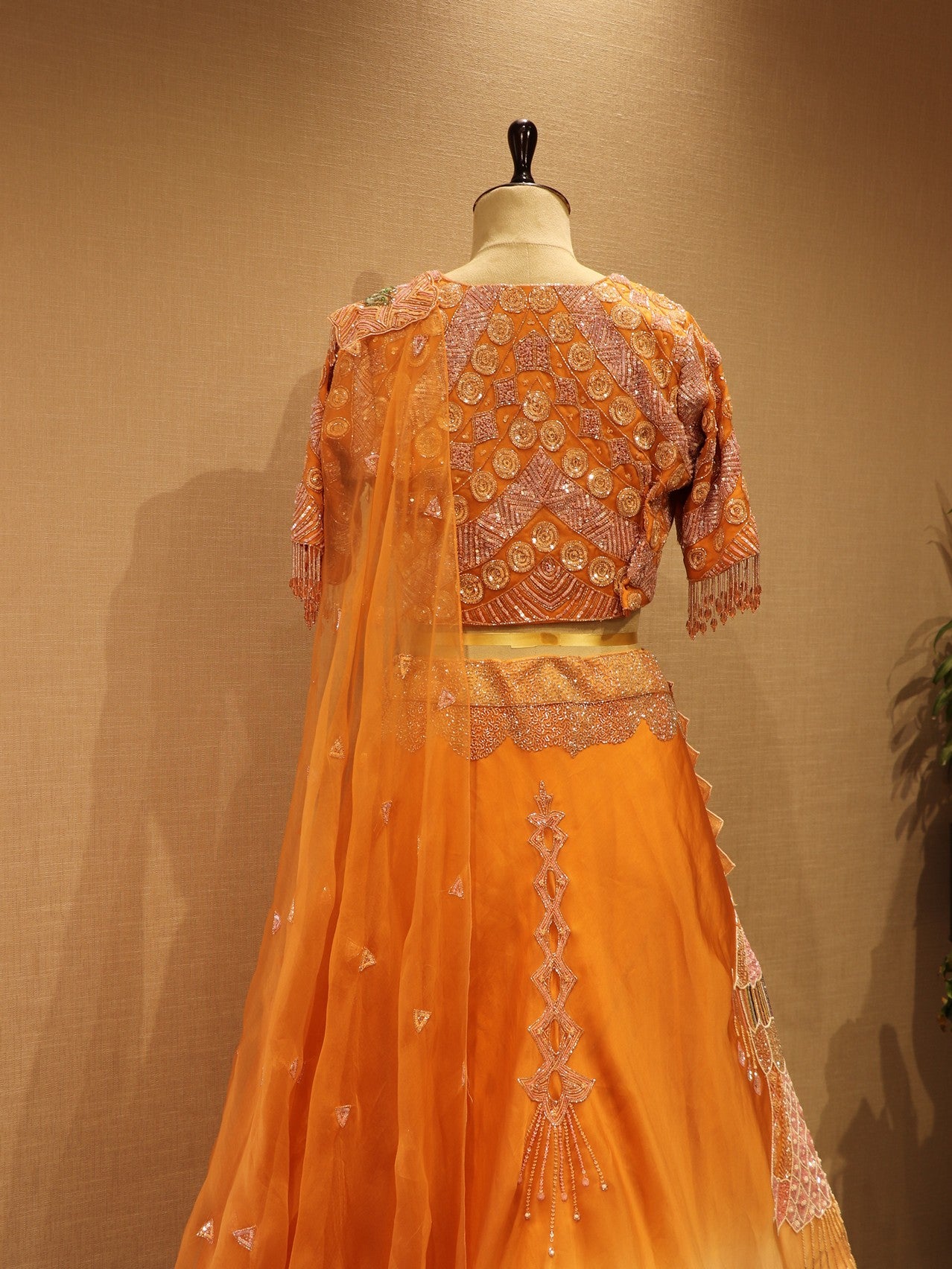 orange shaded embroidered lehenga set