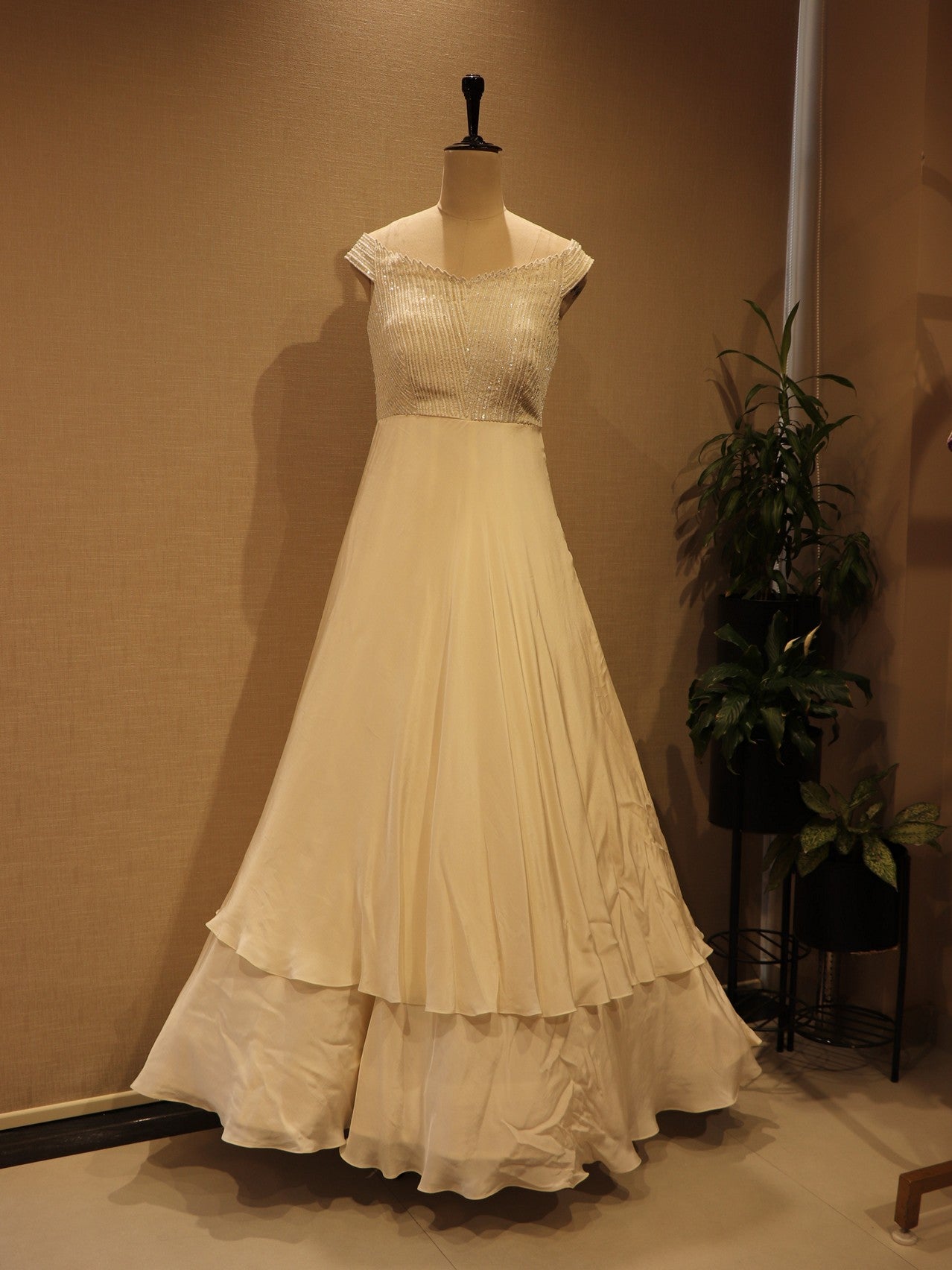 pearl white gown