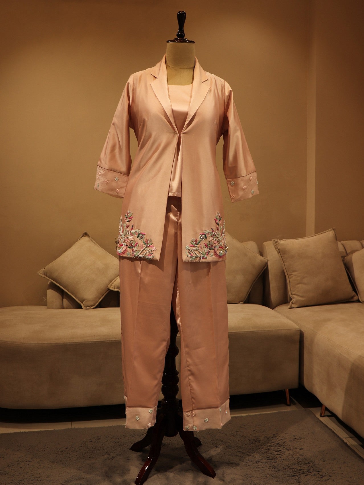 peach blazer co-ord set