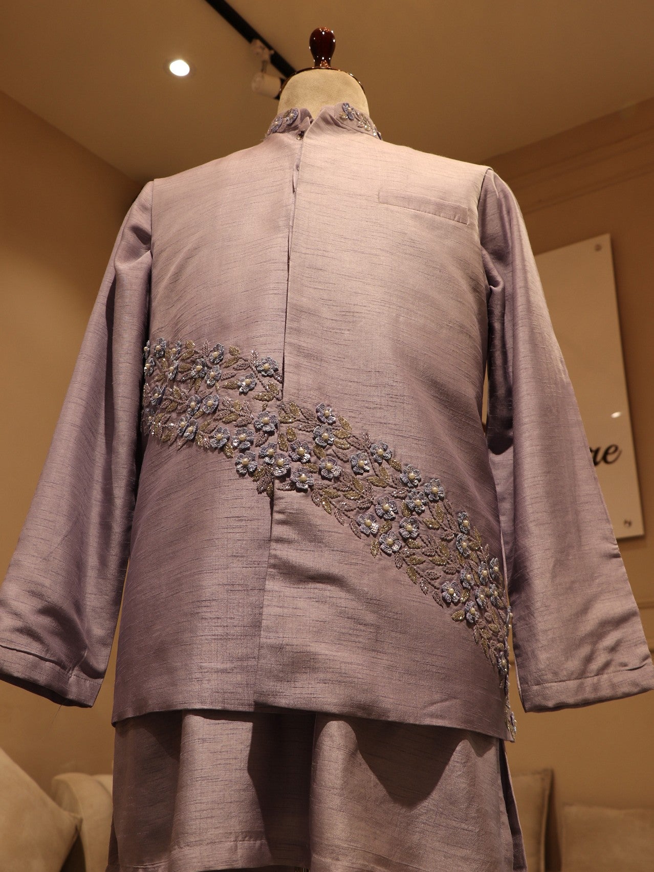 ice blue mens bandi with kurta pants