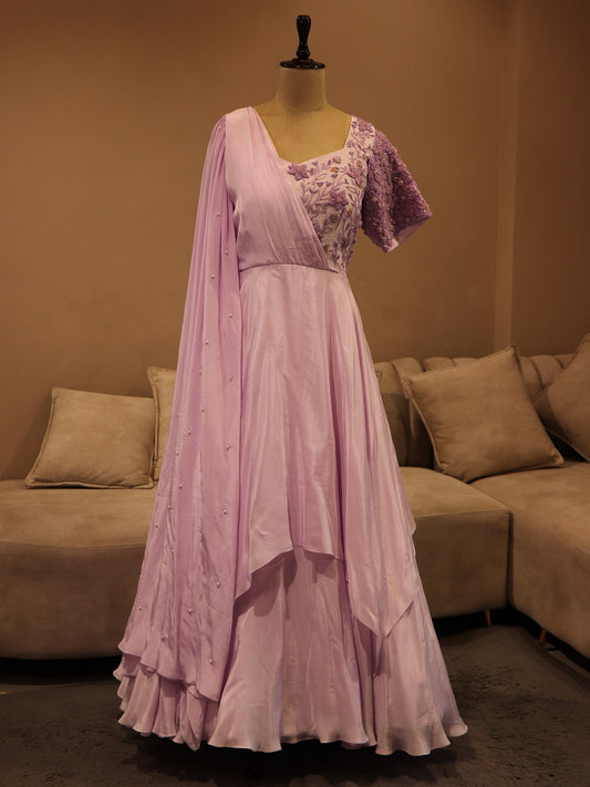 Lilac lavander 3d flower gown